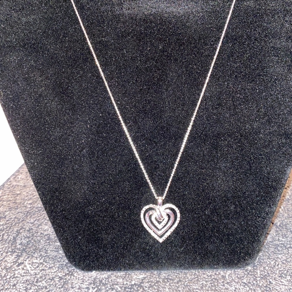 Open work Hearts 1/10 KT  SS Necklace